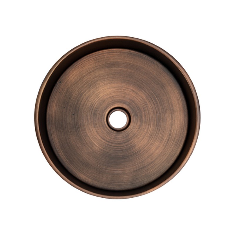 Round 15.75-in Stainless Steel Vessel Sink with Rim in Bronze with Drain