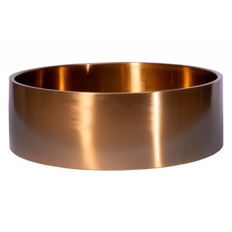 Round 15.75-in Stainless Steel Vessel Sink with Rim in Rose Gold with Drain