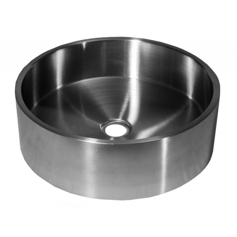 Round 15.75-in Stainless Steel Vessel Sink with Rim in Silver with Drain