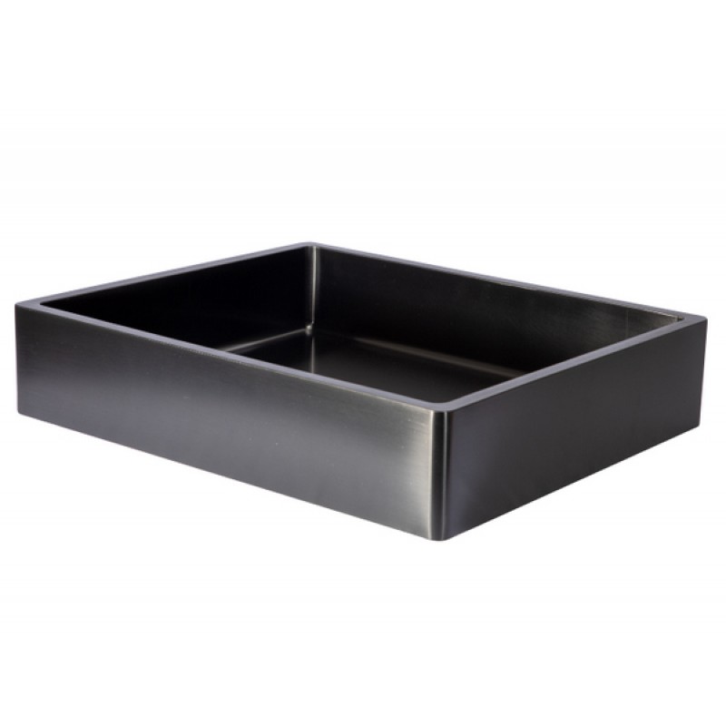 Rectangular 18.7 x 15.75-in Stainless Steel Vessel Sink with Rim in Black with Drain