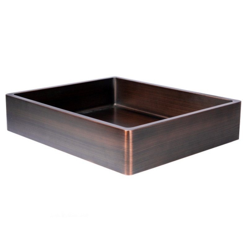 Rectangular 18.7 x 15.75-in Stainless Steel Vessel Sink with Rim in Bronze with Drain