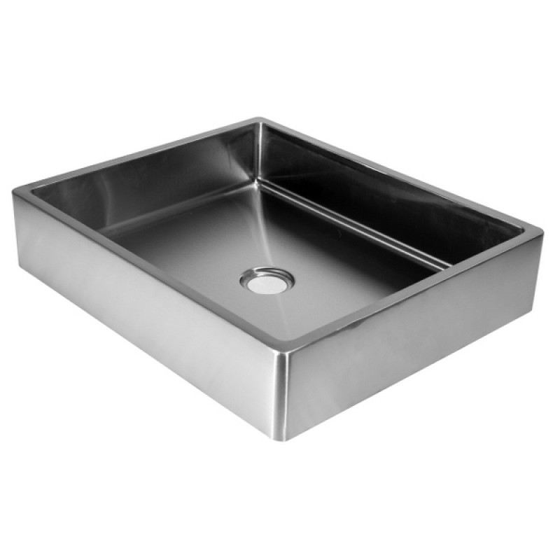 Rectangular 18.7 x 15.75-in Stainless Steel Vessel Sink with Rim in Silver with Drain