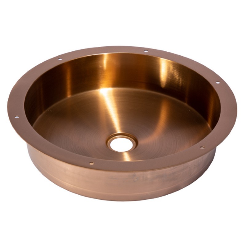 Round 15-in Stainless Steel Undermount Sink in Rose Gold with Drain