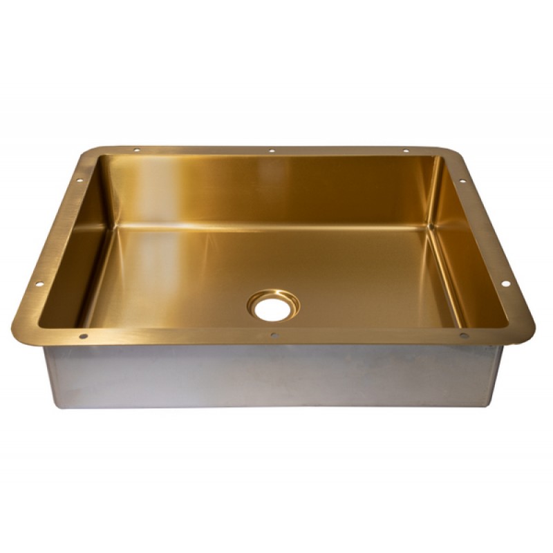Rectangular 18.63 x 14.37-in Stainless Steel Undermount Sink in Gold with Drain