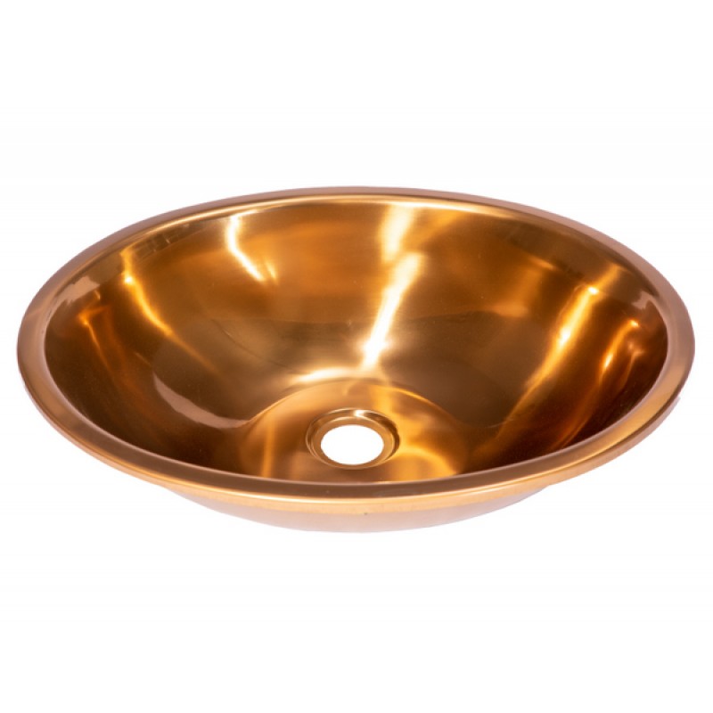 Oval 17.5 x 14-in Stainless Steel Drop-In Sink in Rose Gold with Drain